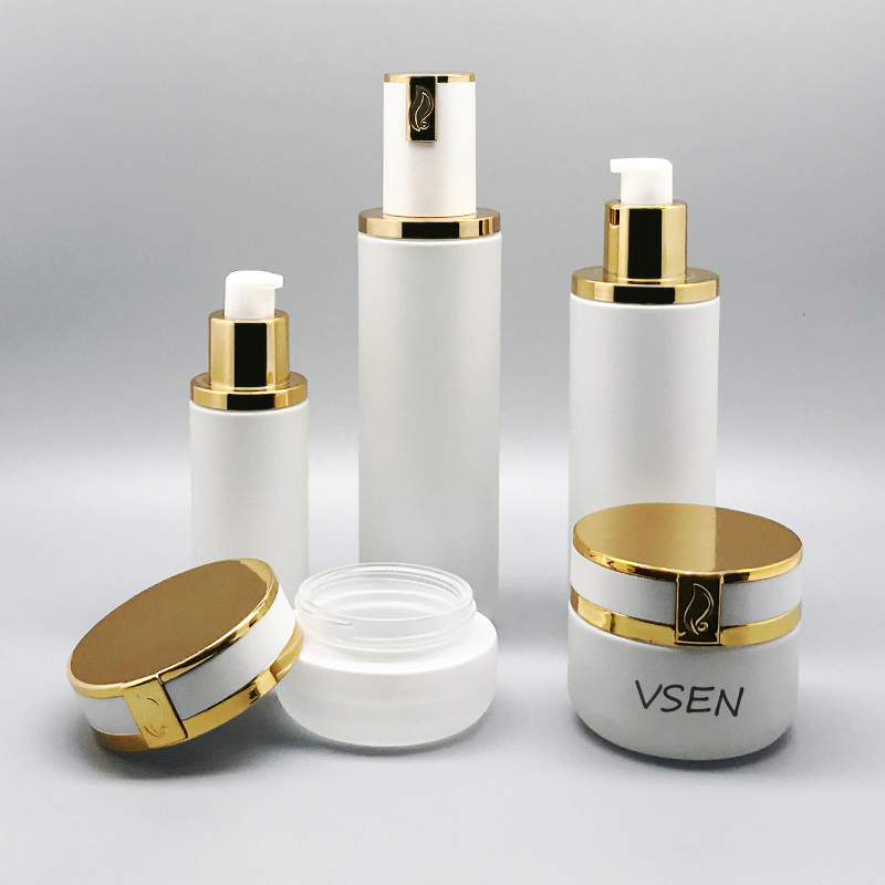 化妝品套裝瓶子 新款白色玻璃瓶現(xiàn)貨 120ml 面霜瓶(圖2)
